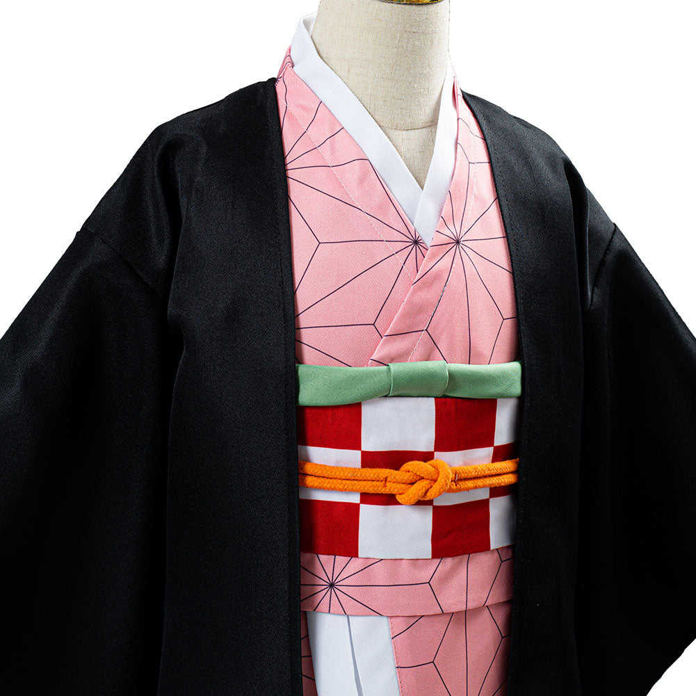 Anime Demon Slayer Kimetsu no Yaiba Kamado Nezuko Cosplay Costume Kids Children Uniform Outfits