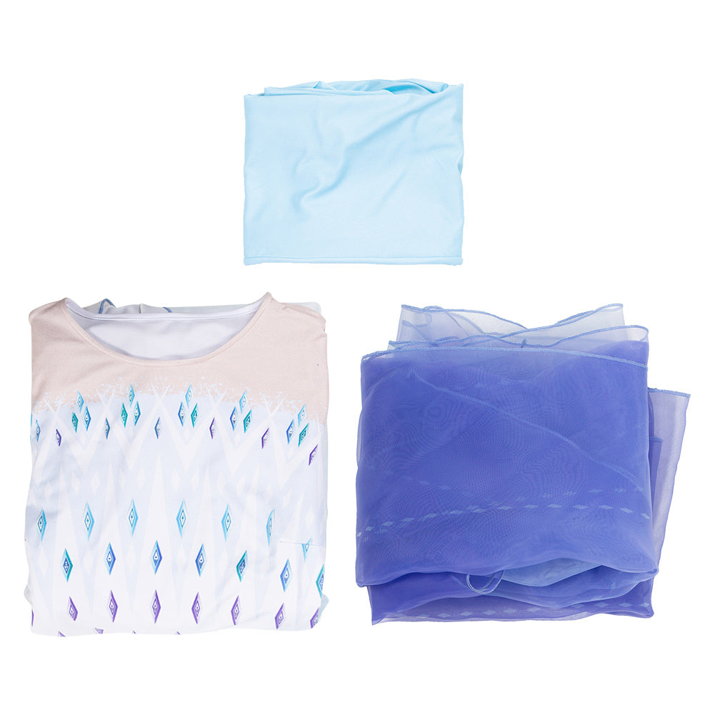Frozen 2 Queen Ahtohallan Cave Elsa Snow Flake Dress Cosplay Costume