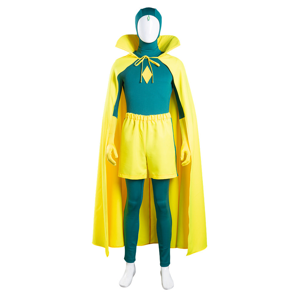 Wanda Vision Vision Halloween Carnival Suit Cosplay Costume Jumpsuit Cloak Outfits