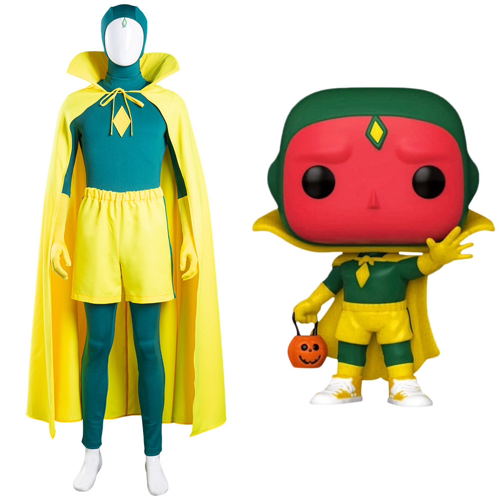 Wanda Vision Vision Halloween Carnival Suit Cosplay Costume Jumpsuit Cloak Outfits