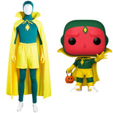 Wanda Vision Vision Halloween Carnival Suit Cosplay Costume Jumpsuit Cloak Outfits