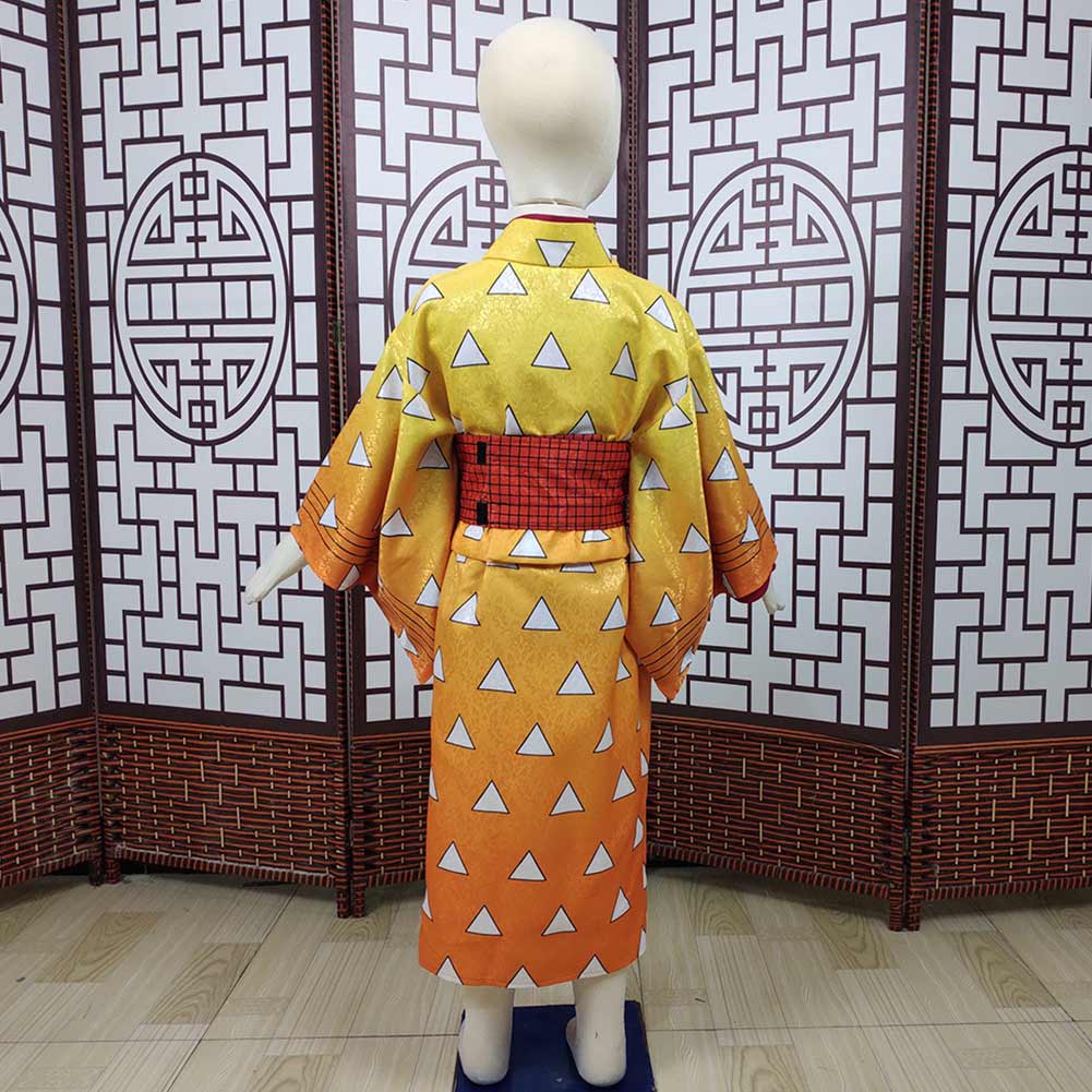Demon Slayer Agatsuma Zenitsu Halloween Carnival Costume Cosplay Costume Kids Kimono Outfits
