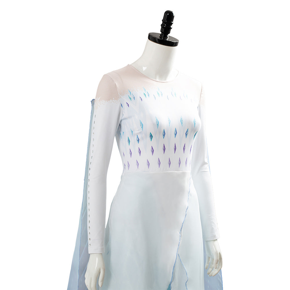 Frozen 2 Queen Ahtohallan Cave Elsa Snow Flake Dress Cosplay Costume
