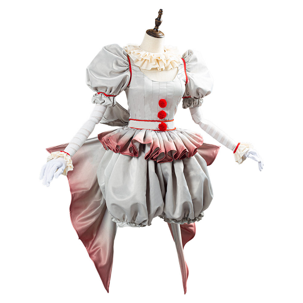 Pennywise Horror Pennywise The Clown Costume Cosplay Costume Outfit for Women Girls Halloween Carnival