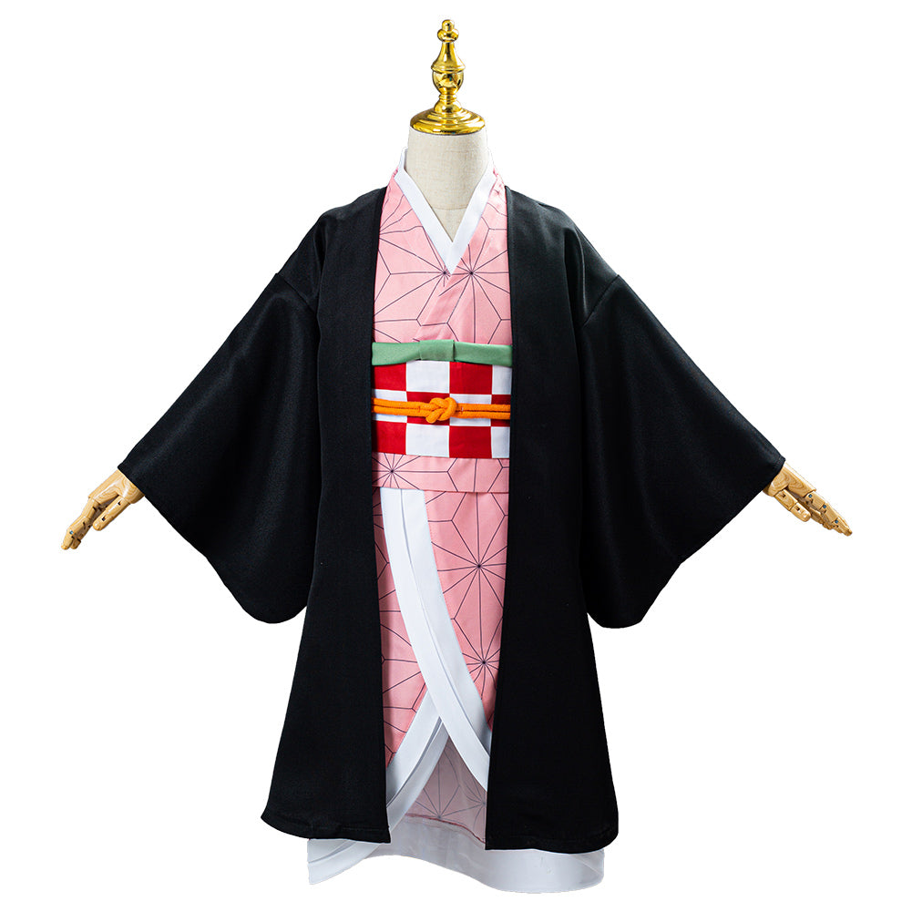 Anime Demon Slayer Kimetsu no Yaiba Kamado Nezuko Cosplay Costume Kids Children Uniform Outfits