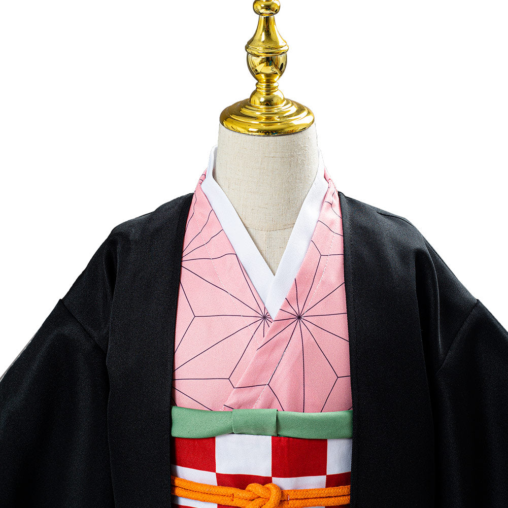 Anime Demon Slayer Kimetsu no Yaiba Kamado Nezuko Cosplay Costume Kids Children Uniform Outfits
