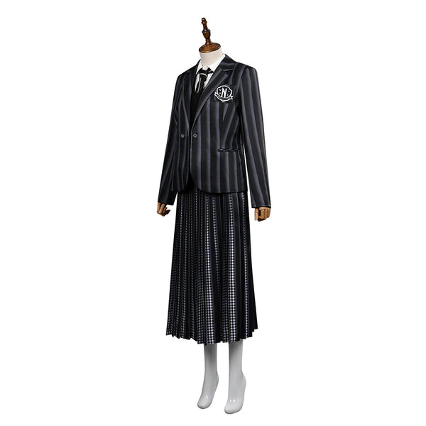 Adult Wednesday Addams Wednesday Cosplay Costume School Uniform Dress 