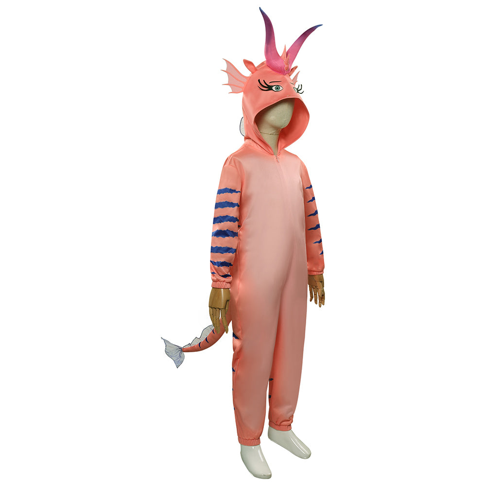 Kids Children Luck The Dragon Cosplay Costume Jumpsuit Pajamas Sleepwear Outfits Halloween Carnival Suit