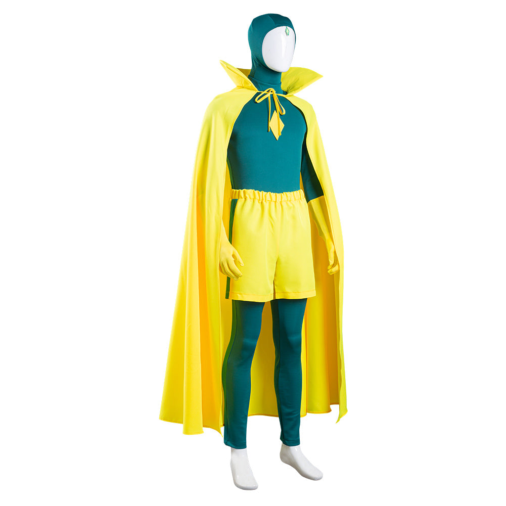 Wanda Vision Vision Halloween Carnival Suit Cosplay Costume Jumpsuit Cloak Outfits