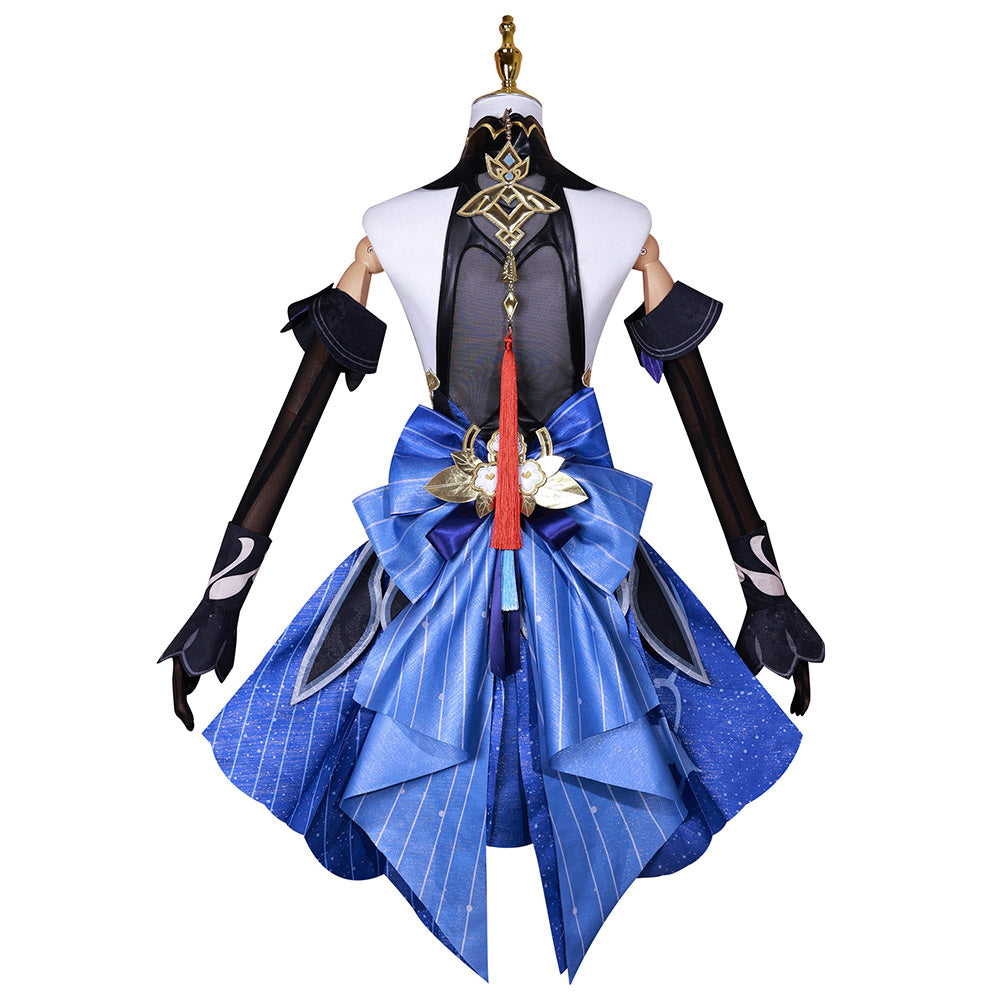 Game Genshin Impact Lantern Rite Ganyu Women Blue Dress Cosplay Costume