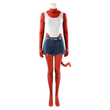 Dispatch Malevola Women Red Jumpsuit Cosplay Costume Outfit Halloween Carnival Suit