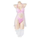 Game Final Fantasy VII Aerith Gainsborough Women Pink Bikini Swimsuit Cosplay Costume Outfits Halloween Carnival Suit