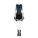 Tomb Raider Lara Croft Women Classic Blue Adventure Outfit Cosplay Costume Outfit Halloween Carnival Suit