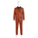 Saturday Night Live David S. Pumpkins Orange Suit Cosplay Costume Outfit Halloween Carnival Suit