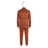Saturday Night Live David S. Pumpkins Orange Suit Cosplay Costume Outfit Halloween Carnival Suit