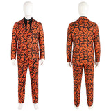 Saturday Night Live David S. Pumpkins Orange Suit Cosplay Costume Outfit Halloween Carnival Suit