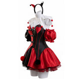 Female Red and Black Clown Suit Dress Cosplay Costume Outfit Halloween Carnival Suit