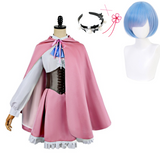 Season 4 Rem Women Pink Outfit with Cape Cosplay Costume Outfit Halloween Carnival Suit