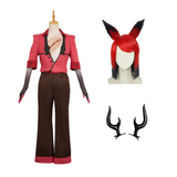 Hazbin Hotel Season 2 Alastor Red Black Outfit Cosplay Costume Outfits Halloween Carnival Suit