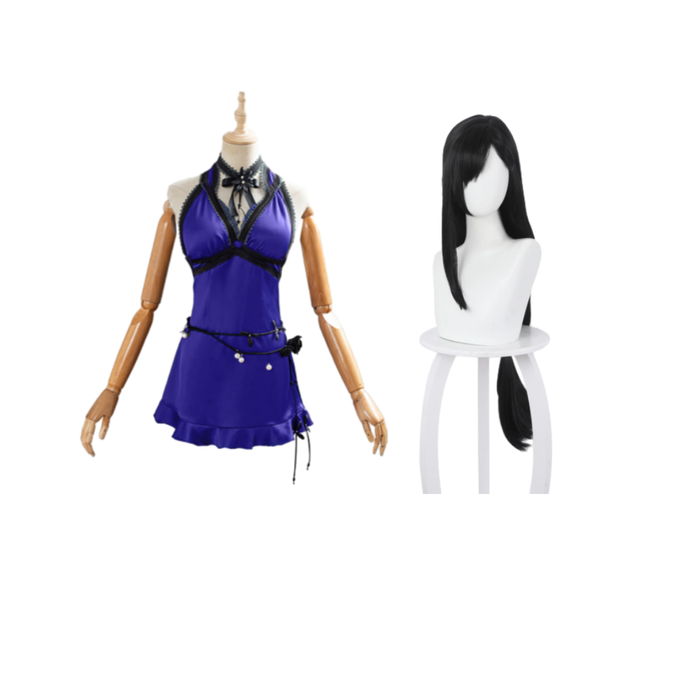 tifa purple dress cosplay FF7 Final Fantasy VII Tifa Lockhart Cosplay Purple Ceremonial Dressw/Accessories