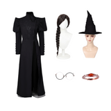 Wicked 2024 Elphaba Witch Women Black Dress Cosplay Costume Outfits Halloween Carnival Suit