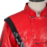 Red Leather Stage Performance Jacket Cosplay Costume Outfit Halloween Carnival Suit