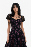 Obsession Nikki Women Black Printed Dress Cosplay Costume Outfit Halloween Carnival Suit