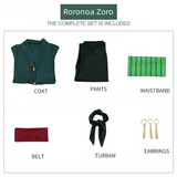 Anime One Piece Roronoa Zoro Kids Children Green Outfits Halloween Carnival Cosplay Costume