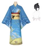 Sparks of Tomorrow Inako Momokawa Women Blue Kimono Cosplay Costume Outfit Halloween Carnival Suit