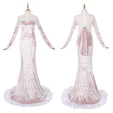 Alien Stage Mizi Women White-pink Long Dress Cosplay Costume Outfit Halloween Carnival Suit