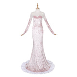 Alien Stage Mizi Women White-pink Long Dress Cosplay Costume Outfit Halloween Carnival Suit