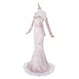 Alien Stage Mizi Women White-pink Long Dress Cosplay Costume Outfit Halloween Carnival Suit