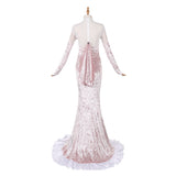 Alien Stage Mizi Women White-pink Long Dress Cosplay Costume Outfit Halloween Carnival Suit