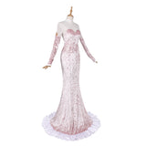 Alien Stage Mizi Women White-pink Long Dress Cosplay Costume Outfit Halloween Carnival Suit