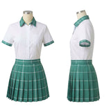 Alien Stage Sua White and Green Pleated Skirt Cosplay Costume Outfit Halloween Carnival Suit