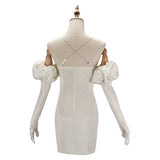 Alien Stage Sua Women White Dress with Bow Cosplay Costume Outfit Halloween Carnival Suit