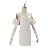 Alien Stage Sua Women White Dress with Bow Cosplay Costume Outfit Halloween Carnival Suit