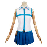 Anime Fairy Tail Lucy Heartfilia Women Blue Dress Cosplay Costume Outfits Halloween Carnival Suit