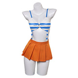 Anime One Piece Nami Women Blue And Orange Swimsuit Cosplay Costume Outfits Halloween Carnival Suit