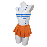 Anime One Piece Nami Women Blue And Orange Swimsuit Cosplay Costume Outfits Halloween Carnival Suit