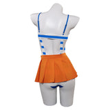 Anime One Piece Nami Women Blue And Orange Swimsuit Cosplay Costume Outfits Halloween Carnival Suit