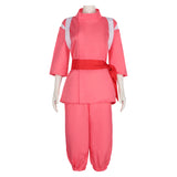 Anime Spirited Away Ogino Chihiro Women Pink Outfit Cosplay Costume Outfits Halloween Carnival Suit