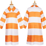 Anxiety Orange Striped Dress Outfit Cosplay Costume Outfits Halloween Carnival Suit