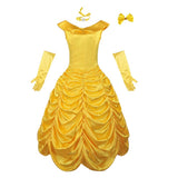 Beauty and the Beast Belle Women Yellow Dress Cosplay Costume Outfit Halloween Carnival Suit