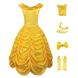 Beauty and the Beast Belle Women Yellow Dress Cosplay Costume Outfit Halloween Carnival Suit