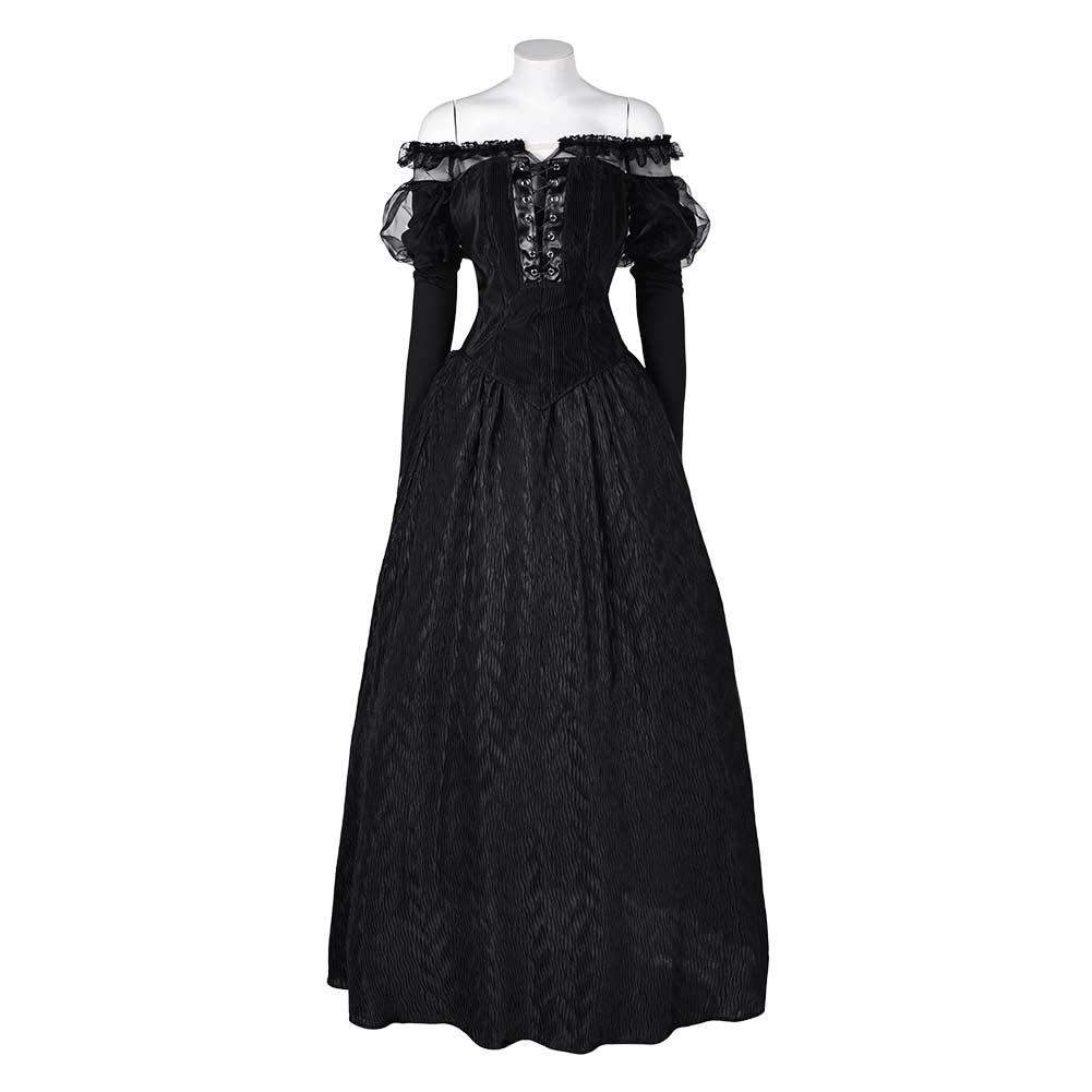 beetlejuice black wedding dress Beetlejuice 2 Cosplay Costume Lydia Black Wedding Dress Retro Lace Gown Outfit