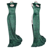 Boa Hancock Women Green Qipao Cosplay Costume Outfit Halloween Carnival Suit
