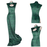 Boa Hancock Women Green Qipao Cosplay Costume Outfit Halloween Carnival Suit