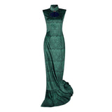 Boa Hancock Women Green Qipao Cosplay Costume Outfit Halloween Carnival Suit