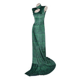 Boa Hancock Women Green Qipao Cosplay Costume Outfit Halloween Carnival Suit